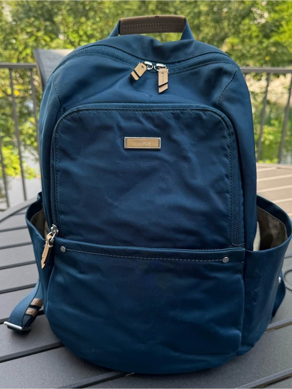 Tumi Navy Backpack with Gold-Tone Hardware